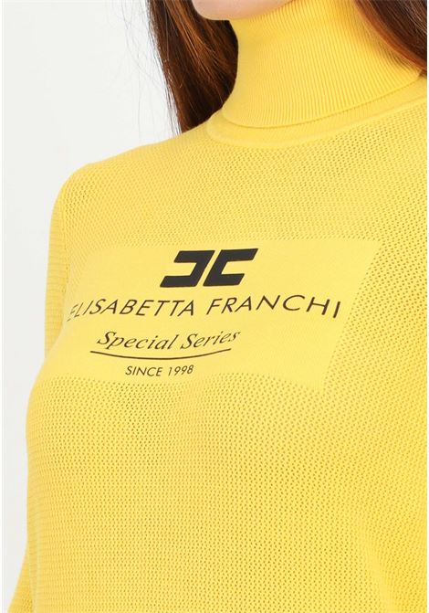 Maglioncino a collo alto giallo da donna con logo ELISABETTA FRANCHI | MK82Q46E2F28